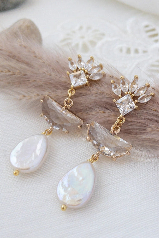 Crystal & Pearl Drop Earrings
