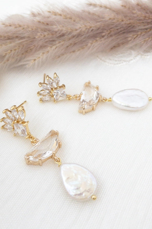 Crystal & Pearl Drop Earrings