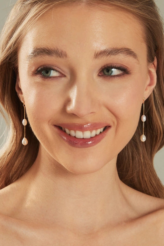 Long Pearl Dangle Earrings