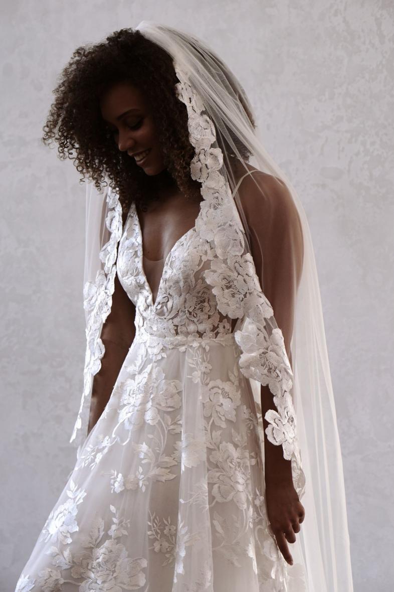 boho wedding dress with veil Lauren Elaine Gypsy Boho Chic Crochet Fringe Mantilla Wedding Veil Soft Off White (Pictured) / Royal