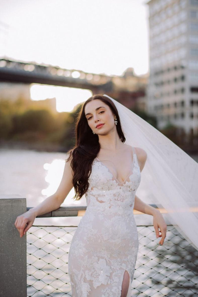 Lace Wedding Dress with Earrings