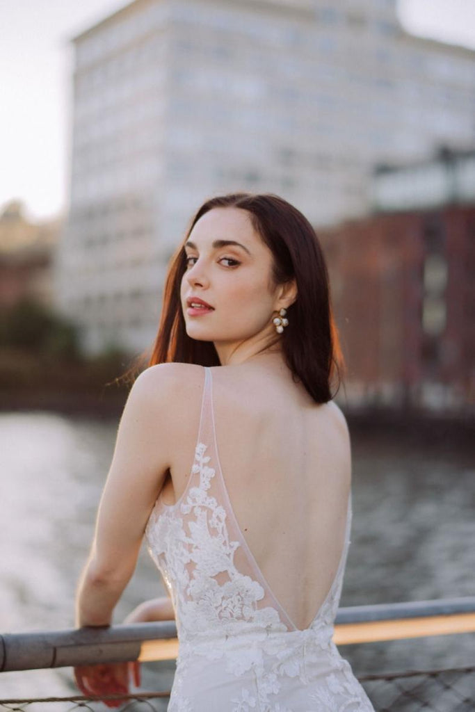 Lace Wedding Dress with Earrings