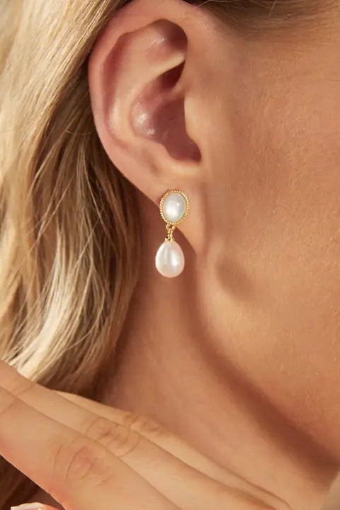 Crystal Studded Pearl Earrings