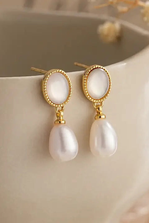Crystal Studded Pearl Earrings