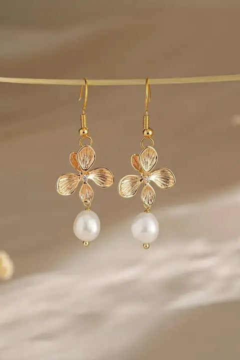 Pearl Floral Dangle Earrings