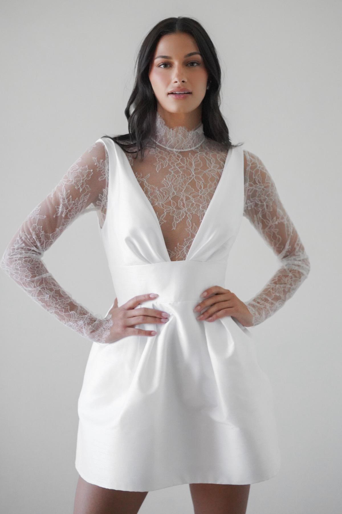 White Rhinestone Lace Maxi Dress – self-portrait-US