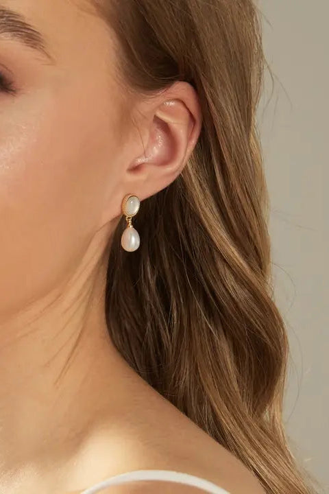 Crystal Studded Pearl Earrings