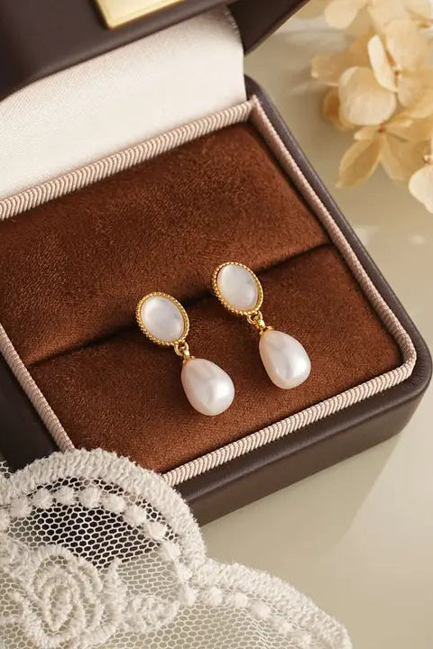 Crystal Studded Pearl Earrings