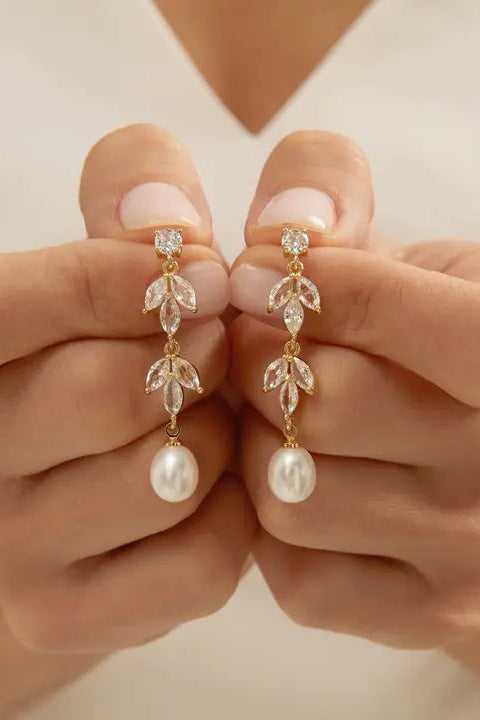 Diamond Pearl Drop Earrings