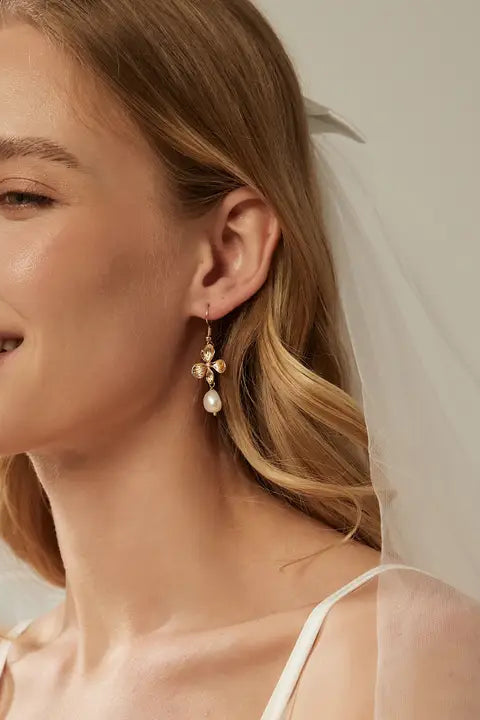 Pearl Floral Dangle Earrings