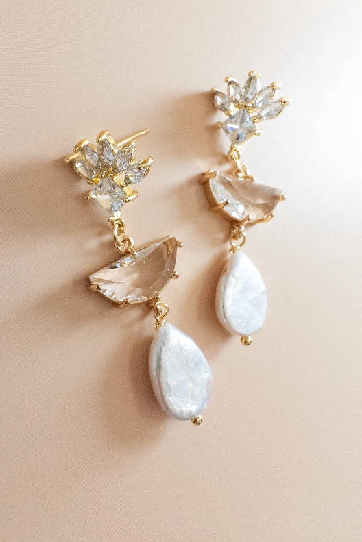 Crystal & Pearl Drop Earrings