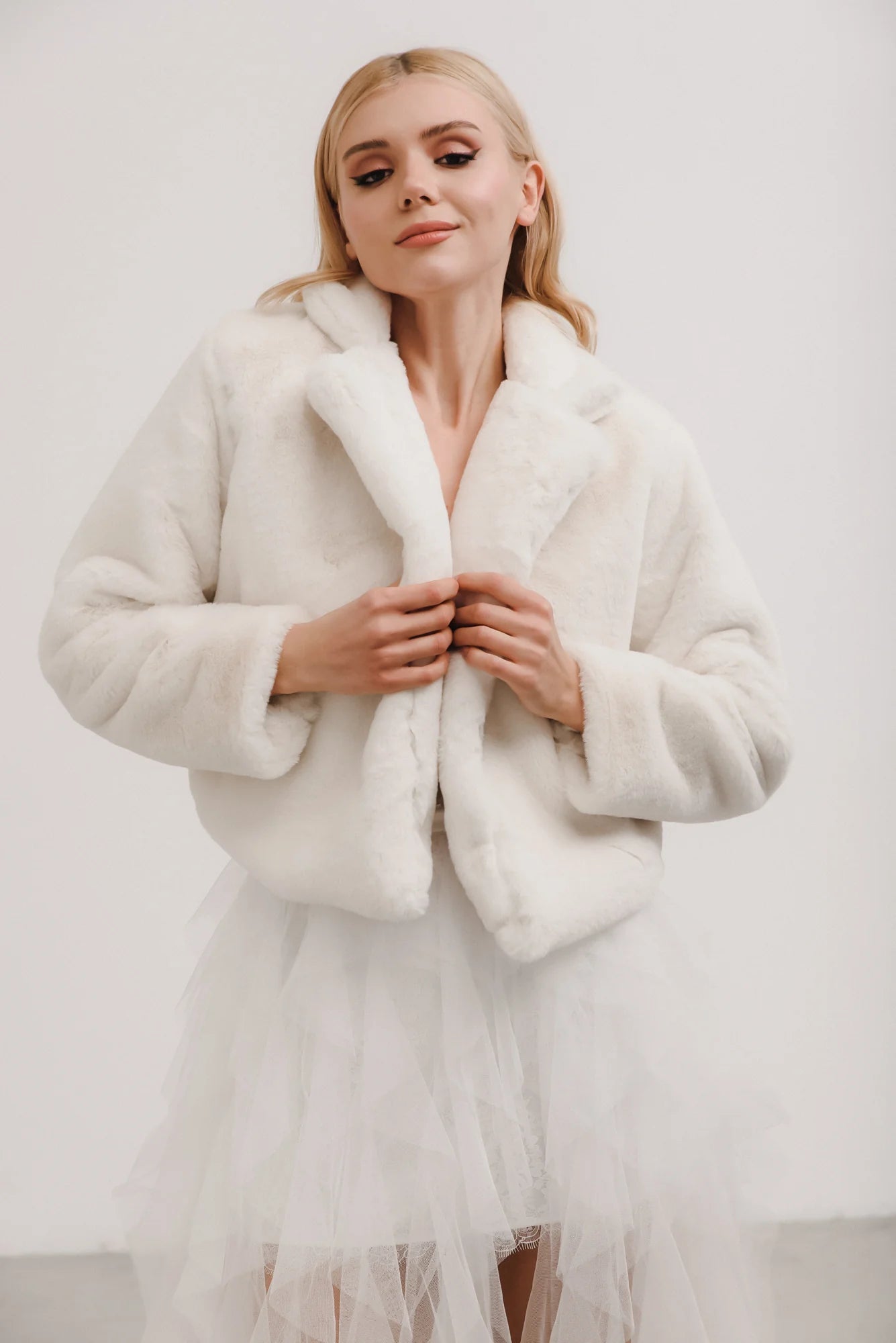 Fabulous Furs Ivory Mink Couture Hooded Faux Fur Jacket