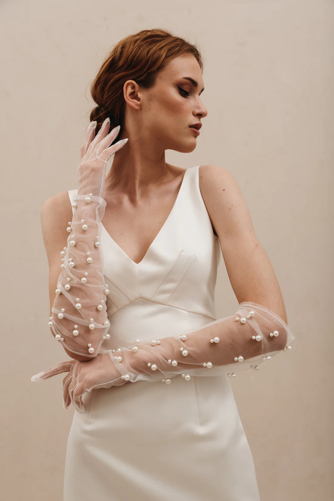 Elegant Matte Satin and Lace Fingerless Bridal Gloves