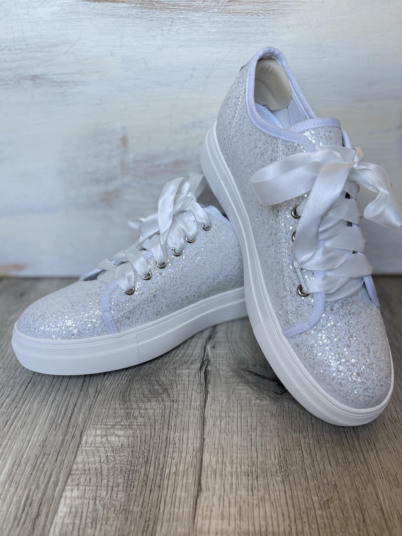 Baby Blue Sequin Sneakers, Wedding Sneakers for Bride, Sparkle